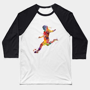 Girl Soccer Kick Watercolor Sports Player Baseball T-Shirt